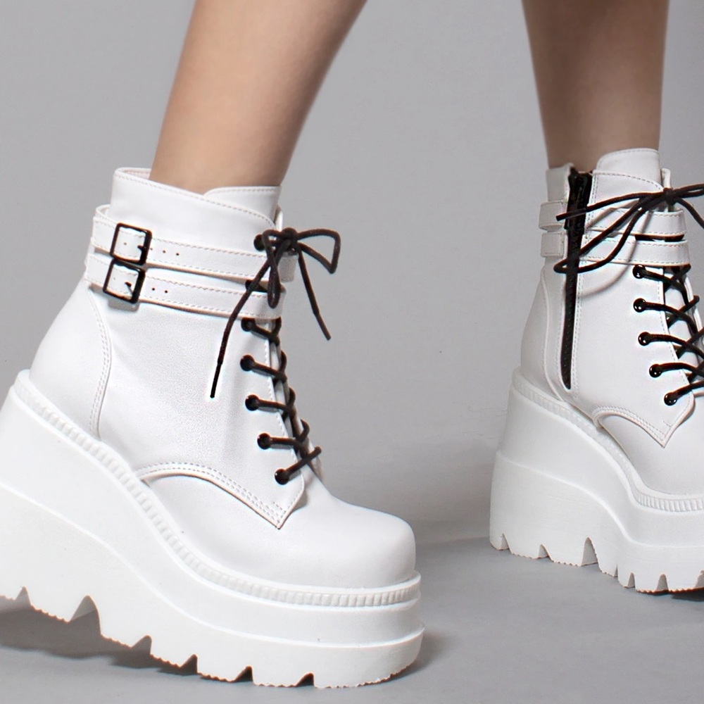 Demonia white platform shoes